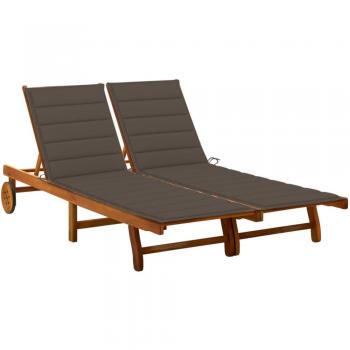 2-Person Acacia Wood Garden Lounger with Cushions