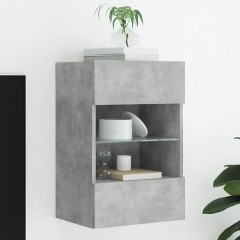 Mueble de TV de pared con luces LED, dimensiones 40x30x60,5 cm, color gris hormigón