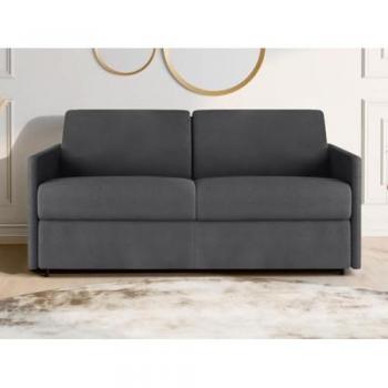 Sofá cama italiano 3 plazas de tela CALIFE - Gris - Cama 140 cm - Colchón 22 cm