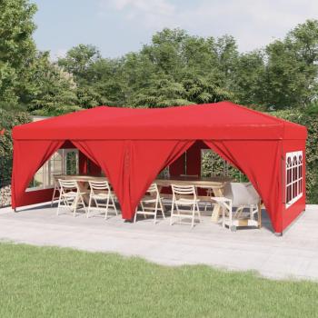 Carpa para Fiestas Plegable con Paredes Laterales en Color Taupé, Azul y Blanco - 3x6 m