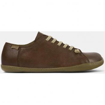 Zapatillas de piel lisas para hombre CAMPER Peu Cami con cordones a contraste, color marrón, talla 41
