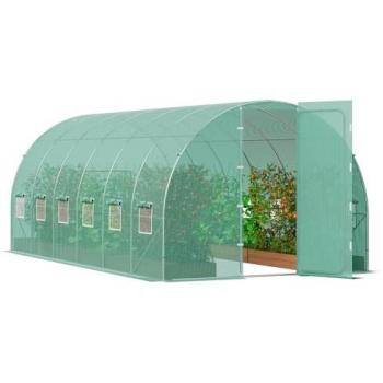VEVOR 19.4x9.7 ft Walk-in Tunnel Greenhouse with Galvanized Steel Frame and Roll-Up Doors for Plant Cultivation