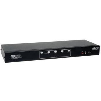 Tripp Lite 4-Port Dual Monitor DVI KVM Switch with Audio and USB 2.0 Hub, Cables included