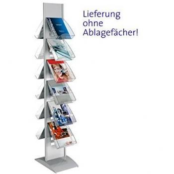 Expositor de folletos Kerkmann Tec-Art, 12 compartimentos A4, 300 x 400 x 1660 mm, aluminio plateado