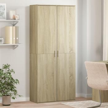 Aparador alto de madera de ingeniería color roble Sonoma, dimensiones 80x35x180 cm, marca vidaXL, color marrón