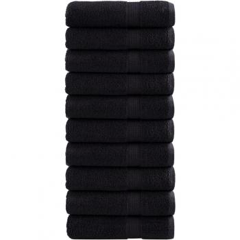 Toallas Premium SOLUND - 10 piezas, color negro, dimensiones 50x100 cm, gramaje 600 g/m²
