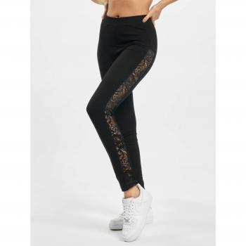 Urban Classics Women's Lace Striped Leggings - Black - XS to 5XL