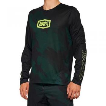 Maillot de bicicleta de manga larga 100% Airmatic LE, unisex adulto, color negro-camuflaje, talla XL