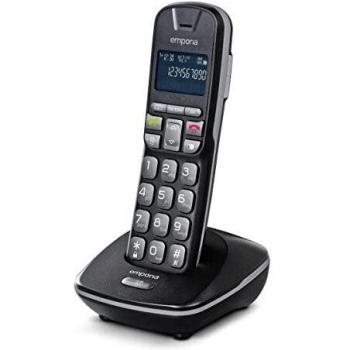 Emporia TH-21 Teléfono Inalámbrico DECT con Identificador de Llamadas y Altavoz Manos Libres Color Negro