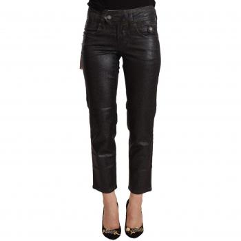 John Galliano Black Glittered Mid Waist Cotton Cropped Pants - IT40|S, Slim-fit Jeans, female, Black, Size: XS