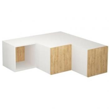Mueble de TV de Esquina Compacto L90 cm con 2 Cajones y 1 Estante