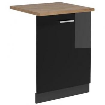 Panel frontal R-Line para lavavajillas, 60 cm, Negro brillo intenso/Antracita, Acabado en Roble