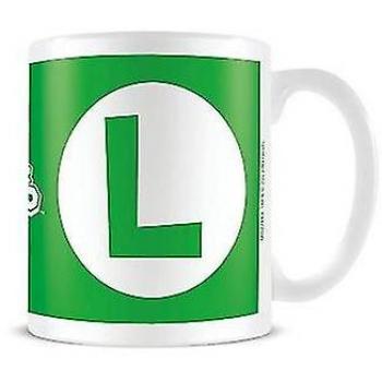 Taza de cerámica Super Mario Luigi Verde/blanco One Size, capacidad de 300 ml, diseño oficial con gráfico de Luigi, apta para microondas y lavavajillas