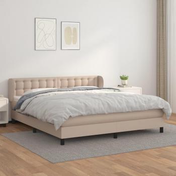 Cama Box Spring con Colchón de Similpelle Cappuccino 160x200 cm
