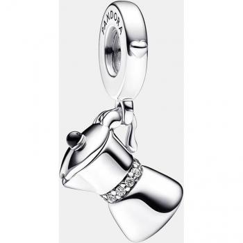 Charm colgante Pandora Cafetera Moka de Plata con Detalles en Circonitas - Edición Especial