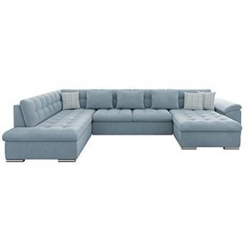 Sofá rinconero Comfivo 114, Función de descanso, Caja de ropa de cama, dimensiones 348 x 76 x 205 cm, tapizado en Uttario Velvet 2960 y Senegal 818