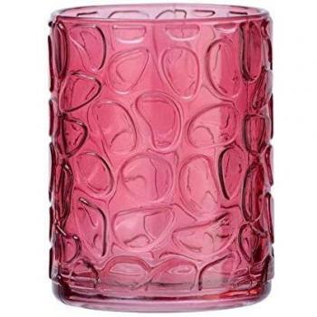 WENKO Vaso higiene dental Vetro fucsia redondo - Soporte para cepillos de dientes, para cepillos y pasta de dientes, Vidrio, 7.5 x 10 x 7.5 cm, Fucsia