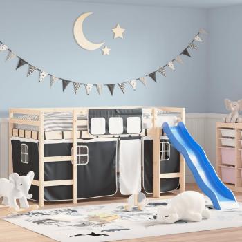Cortinas para Cama Alta en Poliéster Blanco y Negro