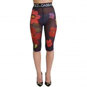 Dolce & Gabbana Black Floral Leggings Stretch Waist Pants - IT36 | XS, Female, Size: 3XS