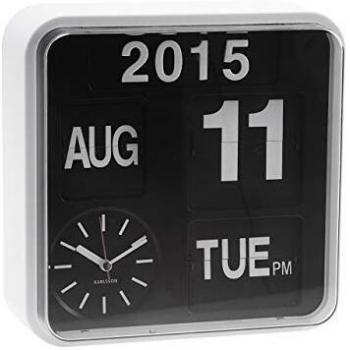 Karlsson - Reloj de Paletas de Pared Pequeño con Función de Calendario, Blanco