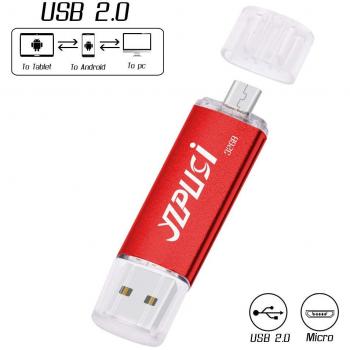 YZPUSI 32 GB Memoria USB, 2 en 1 USB 2.0 Doble Transforma Pendrive para PC y Android con OTG Micro USB, Memoria USB Compatible con Smartphones y Tableta Memory Externa