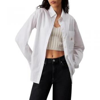 Calvin Klein Jeans Women's Relaxed Fit Long Sleeve Shirt - White, Size XL