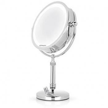 Orbegozo ES 5140 - Espejo de maquillaje con luz LED de intensidad regulable, doble cara y aumento 5X, Cromo