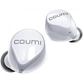 Auriculares Bluetooth, COUMI Auriculares Inalámbricos Bluetooth 5.0 Graves Mejorados, Deportivos IPX7 Impermeable, Micrófono Incorporado, Control Táctil, Reproducción de 24 Horas