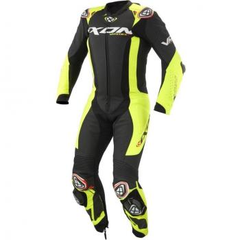 Ixon Vortex 3 Mono de Cuero de Moto de 1 Pieza - Negro Amarillo Neón (3XL)