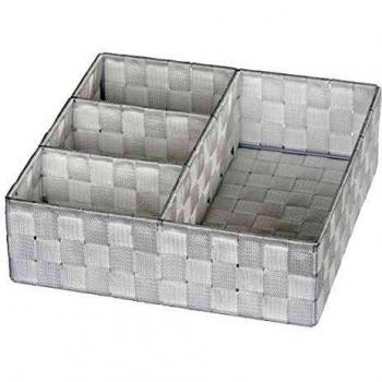 WENKO Organizador Adria 4 divisiones blanco - organizador Baño Capacidad: 9.3 l, Polipropileno, 32 x 10 x 32 cm, Blanco