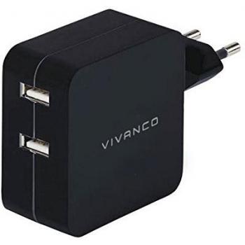 Vivanco - Enchufe Adaptador con Dos Puertos USB
