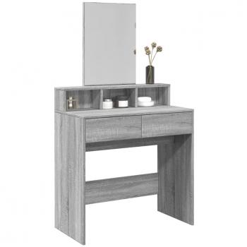 Tocador con espejo color gris Sonoma 80x41x144,5 cm, mesa tocador, tocador de dormitorio, mesa de maquillaje, escritorio de maquillaje