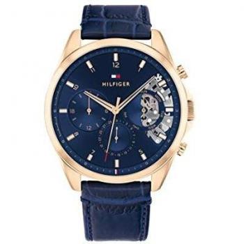 Reloj Analógico de Hombre Tommy Hilfiger 1710451 Baker Cuir Azul Multi-Cadrans 43.50 mm Resistente al Agua 5 Bar