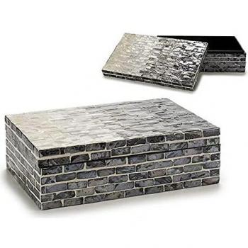 Caja Decorativa Gris Nácar de Aglomerado 15,2 x 7,2 x 25 cm
