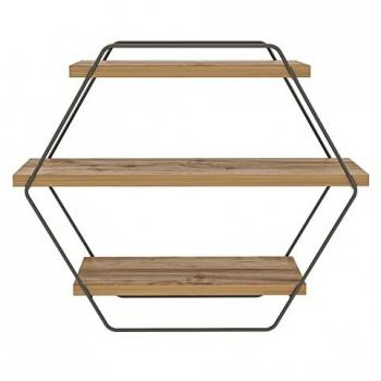Estantería WELLHOME de Pared tres niveles 60x52x20 cm - 100% Tablero de aglomerado rechapado en melamina, Color Atlantic Pino