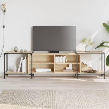 Soporte para TV en madera multicapa de ingeniería color roble Sonoma, dimensiones 203x37x50 cm