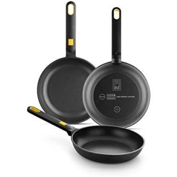 BRA Daily Pro - Set de 3 sartenes 20-24-28 cm, aluminio forjado con antiadherente Teflón Innovations sin PFOA, aptas para todo tipo de cocinas incluida inducción