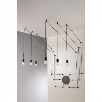 Plafón Spider 6 bombillas Antracita con difusor en metal acrílico