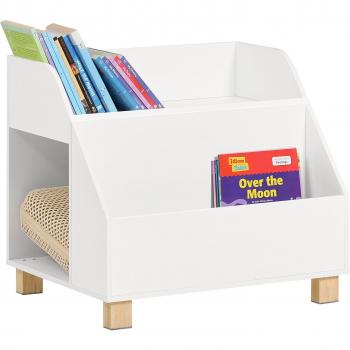 Estantería para Niños SoBuy KMB54-W con 2 Estantes y 1 Compartimiento, Librero Infantil Multiusos para Habitación, Dimensiones 60 x 48 x 53 cm, Color Blanco
