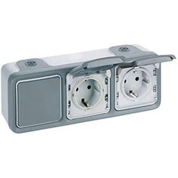 Toma de corriente Mec.Plexo Mbloc Triple 2P+T Horiz.