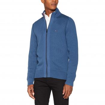 Tommy Hilfiger Simon Z-Thru CF, Chaqueta Punto para Hombre, Azul