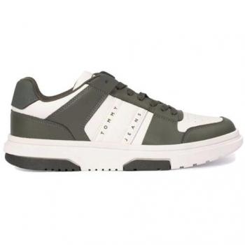 Tommy Jeans Leather Cupsole Sneakers - White/Green - Men's Size 40