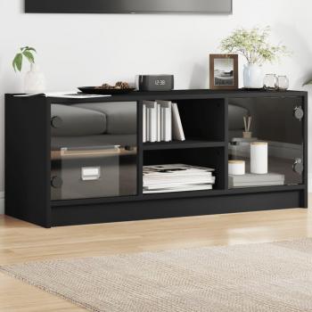 Mueble para TV con puertas de vidrio negro 102x37x42 cm vidaXL