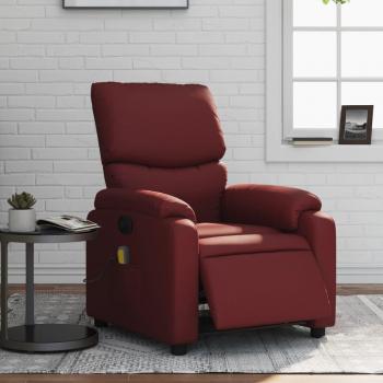 Silla reclinable de masaje eléctrico en cuero sintético rojo tinto Vidaxl