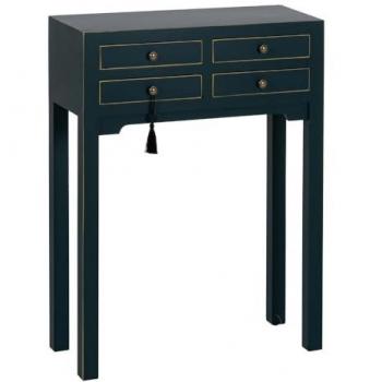 Consola Azul de Madera de Abeto con 4 Cajones - 63 x 26 x 85 cm
