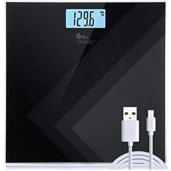 Himaly Carga USB Báscula de baño Antideslizante, Digital de Alta Medición Precisa 180kg / 400lbs, Pantalla LCD digital de gran área
