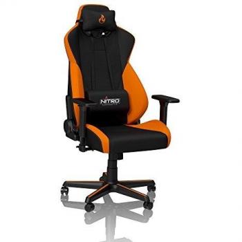 Nitro Concepts S300 Silla de Oficina - 135 kg - Reclinable de 90 ° a 135 ° - Apoyabrazos & Altura Ajustables - Negro/Naranja