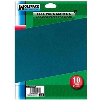 Papel de Lija para Madera, Grano 80, Paquete de 10 Pliegos