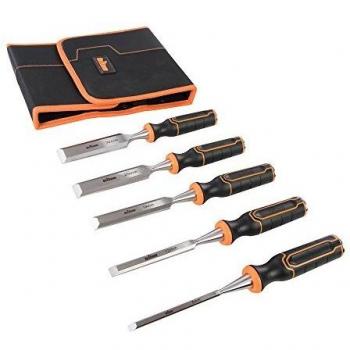 Triton 823149 Formón para Madera, Negro y Naranja, Set de 5 Piezas