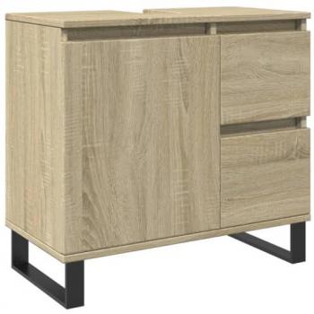 Armario de baño madera contrachapada roble Sonoma 65x33x60 cm Marrón